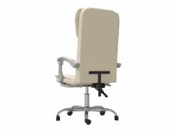 Clicnbuy Silla de oficina reclinable cuero sintético Crema New