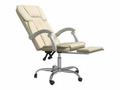 Clicnbuy Silla de oficina reclinable cuero sintético Crema New