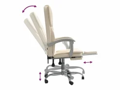 Clicnbuy Silla de oficina reclinable cuero sintético Crema New