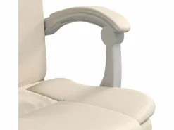Clicnbuy Silla de oficina reclinable cuero sintético Crema New