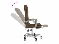 Clicnbuy Silla De Oficina|Silla de oficina reclinable con masaje de tela marrón