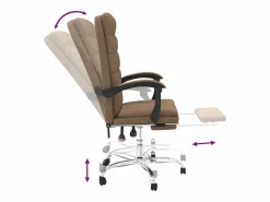 Clicnbuy Silla De Oficina|Silla de oficina reclinable de tela marrón