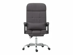 Clicnbuy Silla de oficina reclinable masaje cuero sintético Gris Clearance