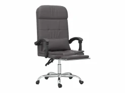 Clicnbuy Silla de oficina reclinable masaje cuero sintético Gris Clearance