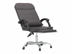 Clicnbuy Silla de oficina reclinable masaje cuero sintético Gris Clearance