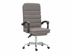 Clicnbuy Silla De Oficina|Silla de oficina reclinable con masaje tela gris taupé