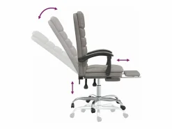 Clicnbuy Silla De Oficina|Silla de oficina reclinable con masaje tela gris taupé