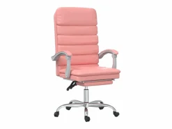 Clicnbuy Silla de oficina reclinable masaje cuero sintético Rosa New