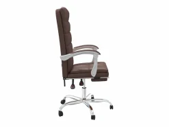 Silla de oficina reclinable cuero sintético marrón^Clicnbuy Best