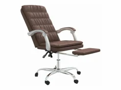 Silla de oficina reclinable cuero sintético marrón^Clicnbuy Best