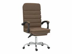 Silla de oficina reclinable con masaje de tela marrón^Clicnbuy Online