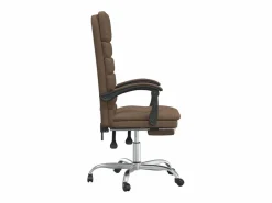 Silla de oficina reclinable con masaje de tela marrón^Clicnbuy Online