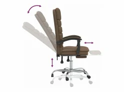 Silla de oficina reclinable con masaje de tela marrón^Clicnbuy Online