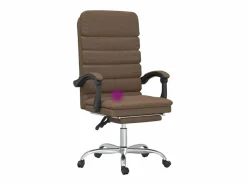 Silla de oficina reclinable con masaje de tela marrón^Clicnbuy Online