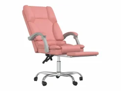 Clicnbuy Silla de oficina reclinable masaje cuero sintético Rosa Online