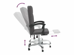 Clicnbuy Silla de oficina reclinable cuero sintético Gris