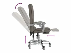 Clicnbuy Silla De Oficina|Silla de oficina reclinable con masaje tela gris taupé