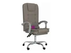 Clicnbuy Silla De Oficina|Silla de oficina reclinable con masaje tela gris taupé