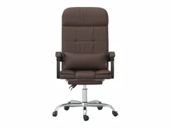 Clicnbuy Silla De Oficina|Silla de oficina reclinable masaje cuero sintético marrón