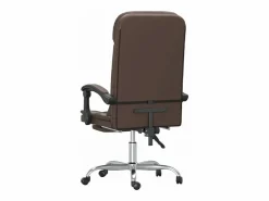 Clicnbuy Silla De Oficina|Silla de oficina reclinable masaje cuero sintético marrón