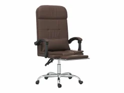 Clicnbuy Silla De Oficina|Silla de oficina reclinable masaje cuero sintético marrón
