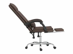 Clicnbuy Silla De Oficina|Silla de oficina reclinable masaje cuero sintético marrón