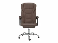 Silla de oficina reclinable cuero sintético marrón^Clicnbuy New