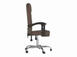 Silla de oficina reclinable cuero sintético marrón^Clicnbuy New