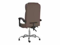 Silla de oficina reclinable cuero sintético marrón^Clicnbuy New
