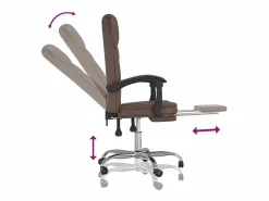 Silla de oficina reclinable cuero sintético marrón^Clicnbuy New