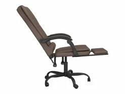 Clicnbuy Silla de oficina reclinable masaje cuero sintético marrón Marru00f3n New