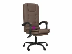 Clicnbuy Silla de oficina reclinable masaje cuero sintético marrón Marru00f3n New