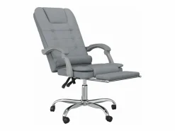 Clicnbuy Silla de oficina reclinable con masaje de tela claro Gris Outlet