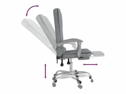 Clicnbuy Silla de oficina reclinable con masaje de tela claro Gris Outlet