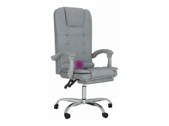 Clicnbuy Silla de oficina reclinable con masaje de tela claro Gris Outlet