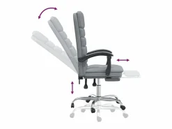 Clicnbuy Silla de oficina reclinable con masaje de tela claro Gris Sale