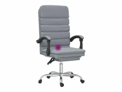 Clicnbuy Silla de oficina reclinable con masaje de tela claro Gris Sale