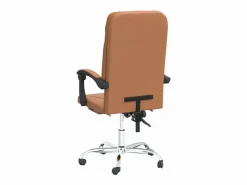 Silla de oficina reclinable cuero sintético marrón^Clicnbuy New