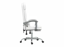 Clicnbuy Silla de oficina reclinable masaje cuero sintético Blanco Hot