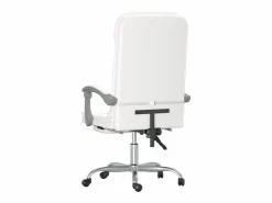 Clicnbuy Silla de oficina reclinable masaje cuero sintético Blanco Hot