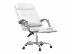 Clicnbuy Silla de oficina reclinable masaje cuero sintético Blanco Hot