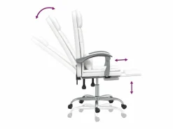 Clicnbuy Silla de oficina reclinable masaje cuero sintético Blanco Hot
