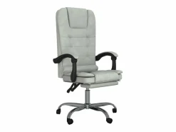 Silla de oficina reclinable con masaje terciopelo claro^Clicnbuy Best
