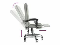 Silla de oficina reclinable con masaje terciopelo claro^Clicnbuy Best