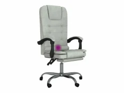 Silla de oficina reclinable con masaje terciopelo claro^Clicnbuy Best