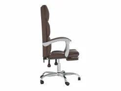 Silla de oficina reclinable cuero sintético marrón^Clicnbuy Best