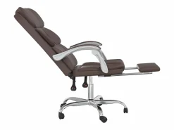 Silla de oficina reclinable cuero sintético marrón^Clicnbuy Best