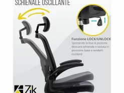 Silla De Oficina|Silla de oficina Silla ergonómica Soporte lumbar con reposabrazos y reposacabezas oscilante