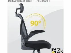 Silla De Oficina|Silla de oficina Silla ergonómica Soporte lumbar con reposabrazos y reposacabezas oscilante