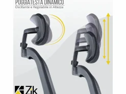 Silla De Oficina|Silla de oficina Silla ergonómica Soporte lumbar con reposabrazos y reposacabezas oscilante